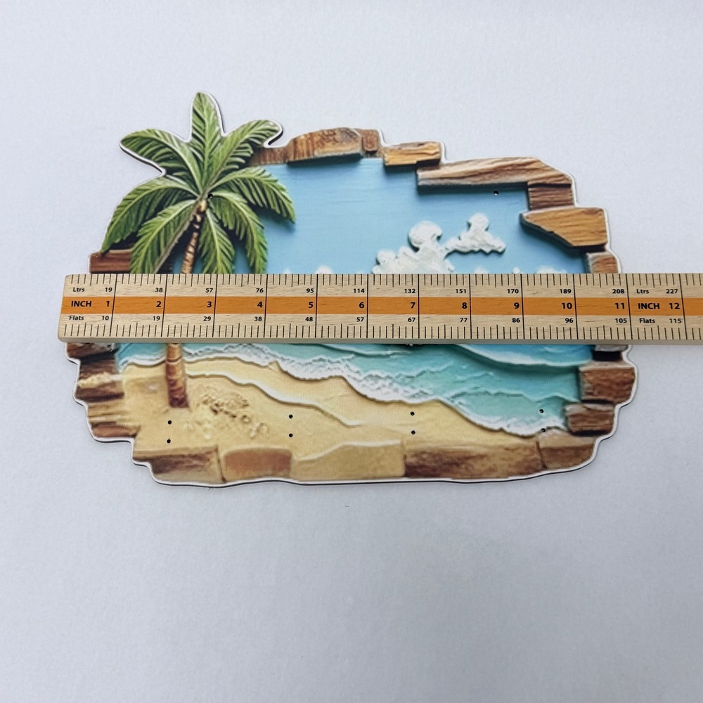 Coastal Beach Wall Decor Set Surfboards Oars Tropical Palm Tree 11 Piece Bundle - Picture 10 of 11